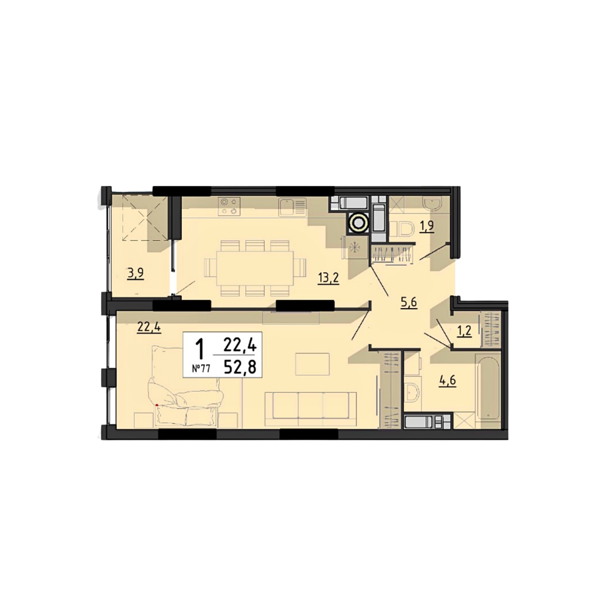 1-кімнатна, планування 6