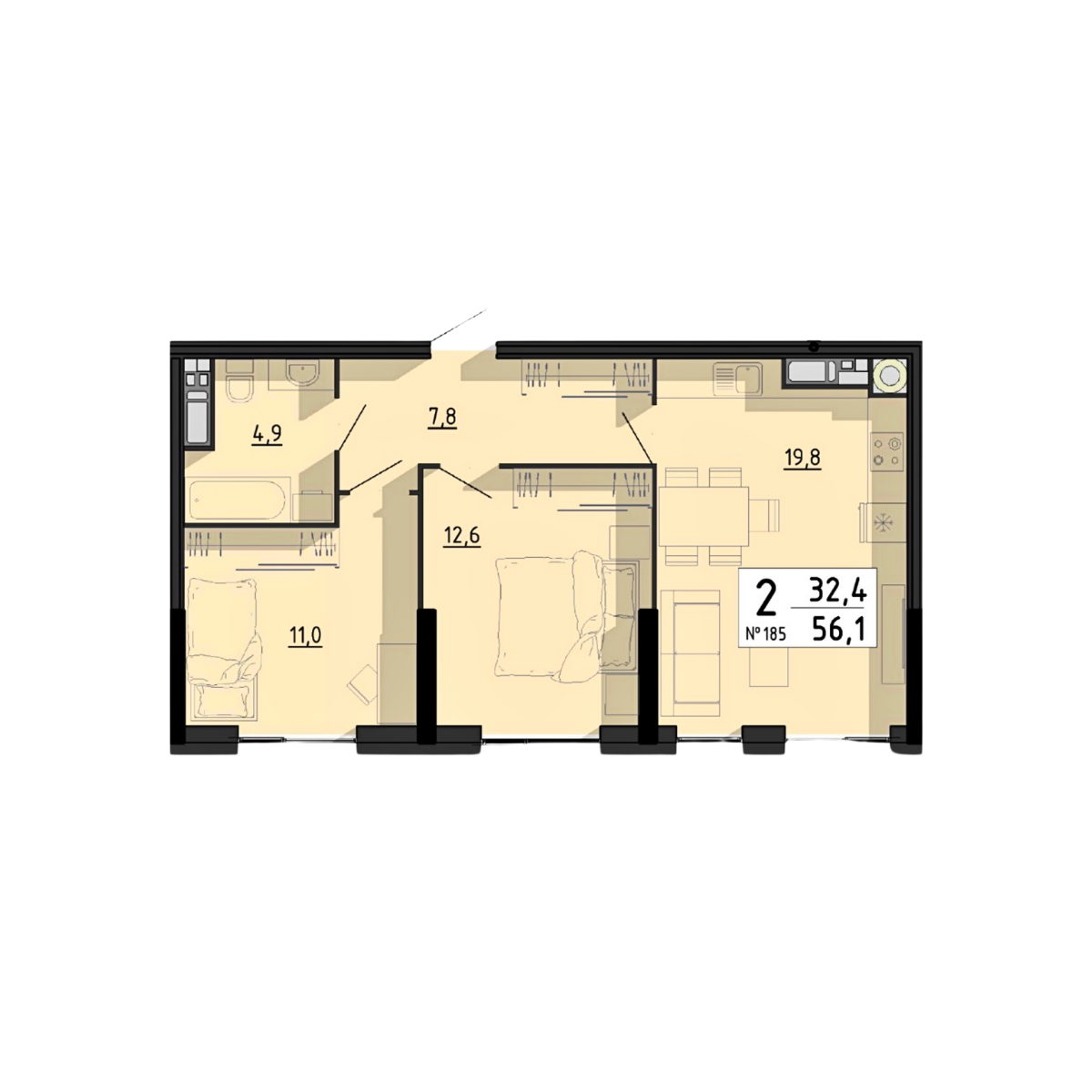 2-кімнатна, планування 7