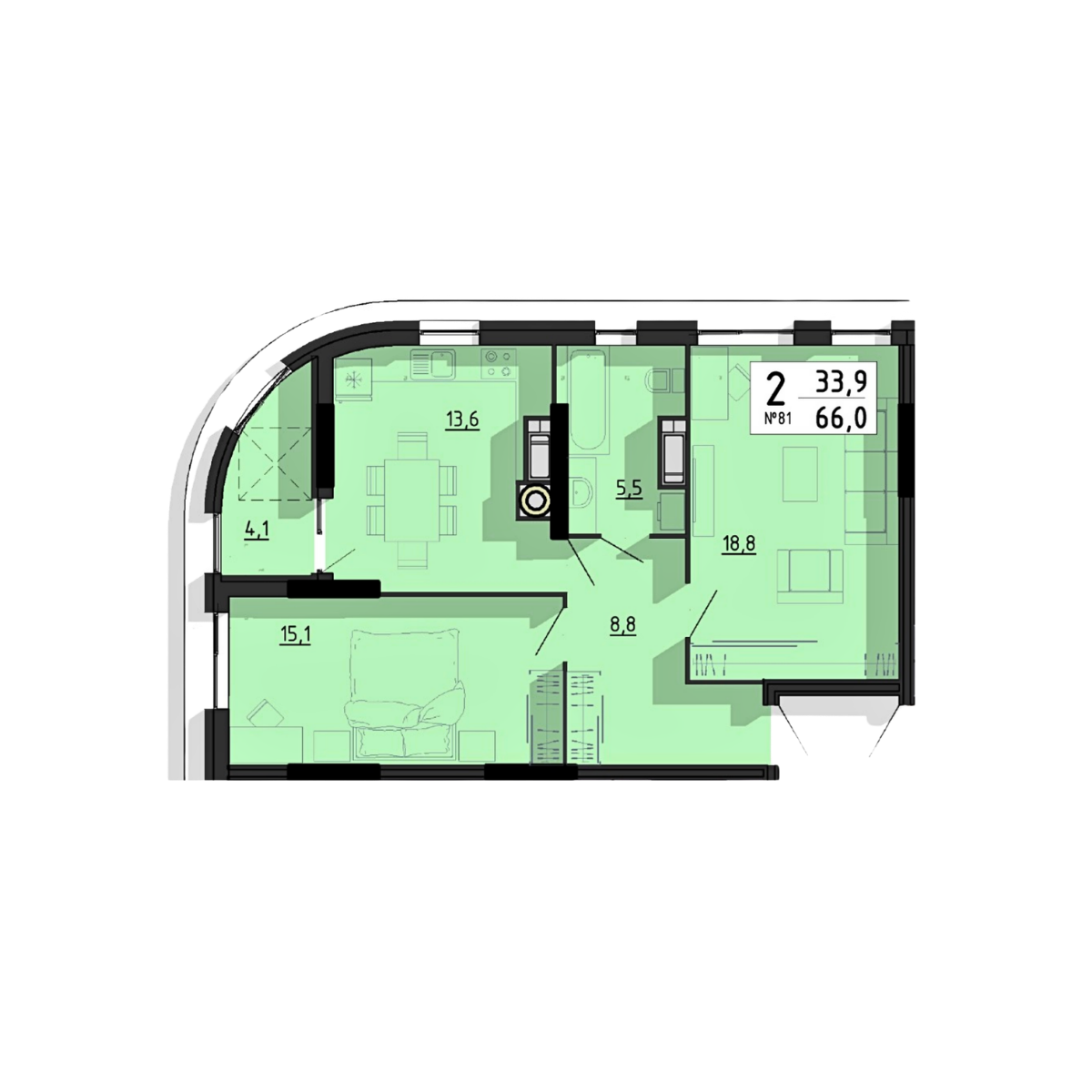 2-кімнатна, планування 8