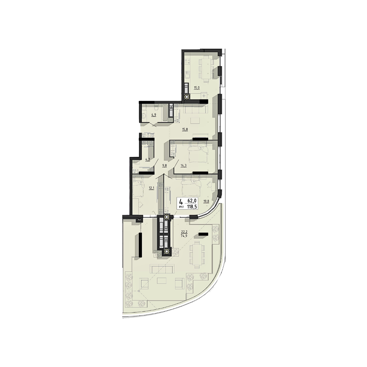 3+ кімнатна, планування 6