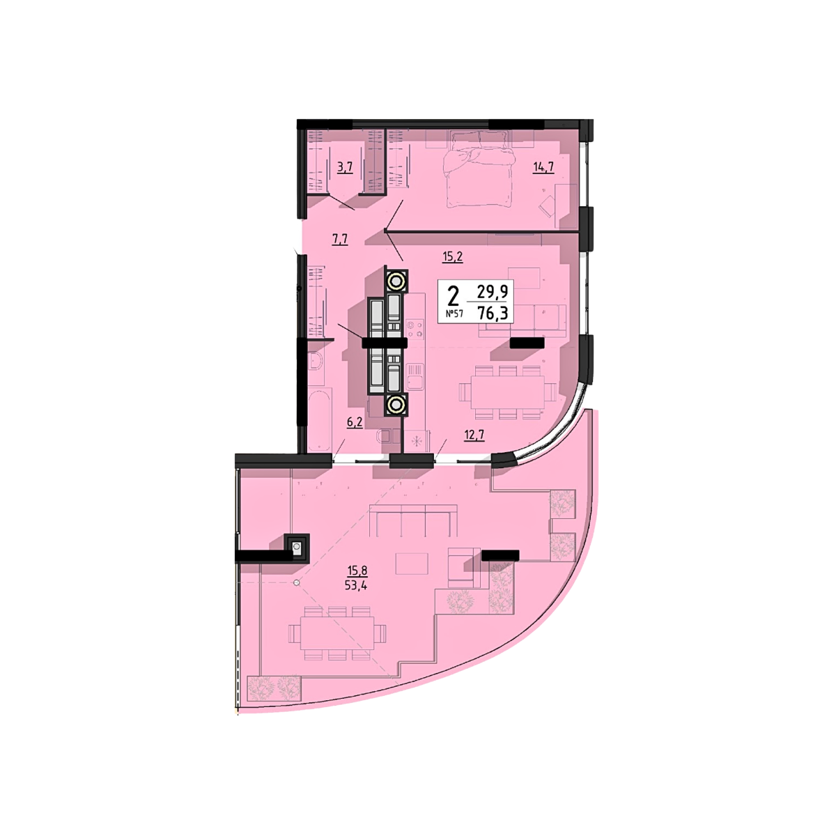 Квартира з терасою, планування 3
